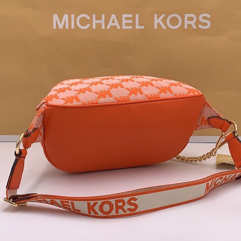MICHAEL KORS Maisie Large Logo 2-in-1 Sling Waist Fanny Pack Crossbody Poppy NWT - Picture 12 of 16